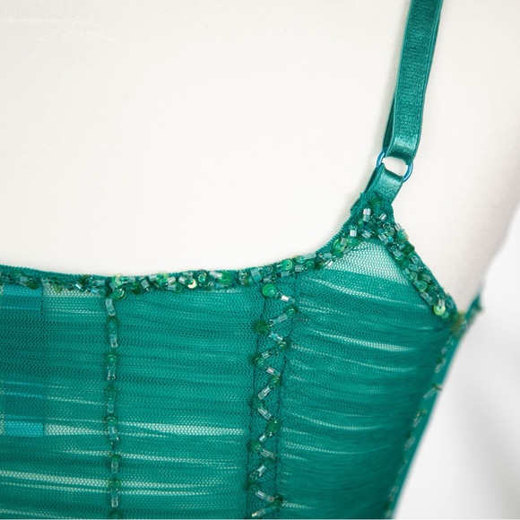 SOLD!! Marciano Turquoise Corset with Stunning Bead Details, Size XS (Gem Find) - Picture 4 of 8